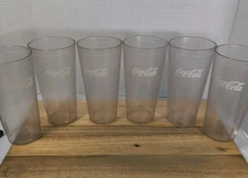 Lot of 6 Coca-Cola 24oz Clear Plastic Restaurant Cups Carlisle USA Vintage