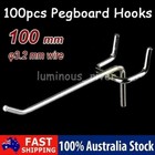 100x/set 100mm Steel Pegboard Hooks Metal Panel Display Shop Peg Board Hooks