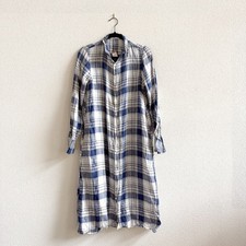 NEW CP Shades Plaid 100% Linen Maxi Shirt Dress Long Sleeve XS Made in USA