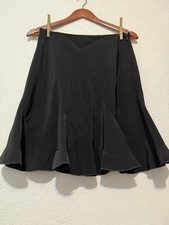 VTG White House Black Market Black Flared Mini Skirt Y2K Coquette Cyber Goth 4