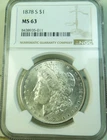 1878 S Morgan dollar NGC MS63 *VAM 131(old V86.2) doubled ear*