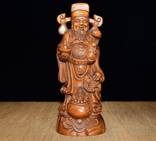 Figuras Decorativas Modernas Handcarved Wooden God Of Wealth Statue Fortune
