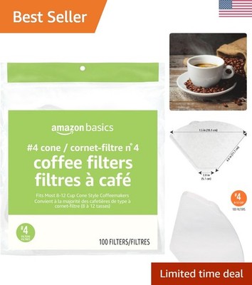 Number 4 Cone Coffee Filters for 8-12 Cup Coffee Makers, White, 100 Count |  eBay