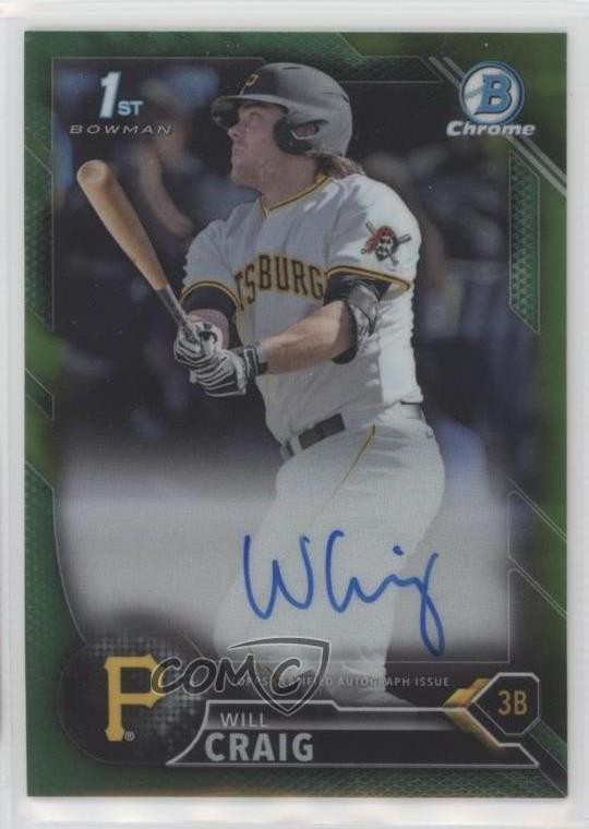 2016 Bowman Draft Chrome Pick Green Refractor 76/99 Will Craig #CDA-WC Auto 00ht
