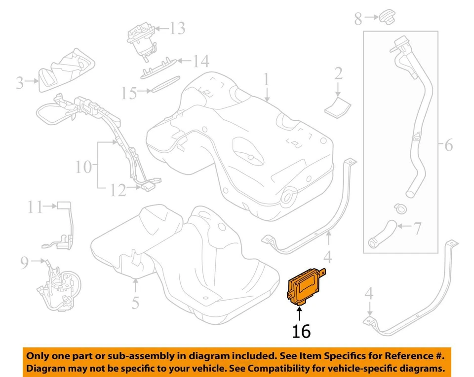 2010-2016 Land Rover LR4 Chassis ECM Module Computer Pump Fuel Tank Mounted Foto 2 de 3