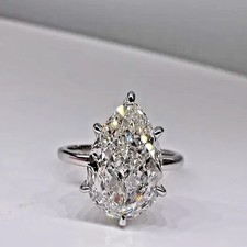 2 CT Pear Cut Lab Created Diamond Engagement Ring In 14K White Gold Plated