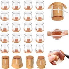 20 Pcs Silicone Chair Leg Floor Protectors with Felt Pads Table Feet Caps Clear