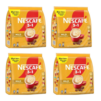 4 x NESCAFE 3 IN 1 - Mild Smooth & Creamy 18g x 25 sachet