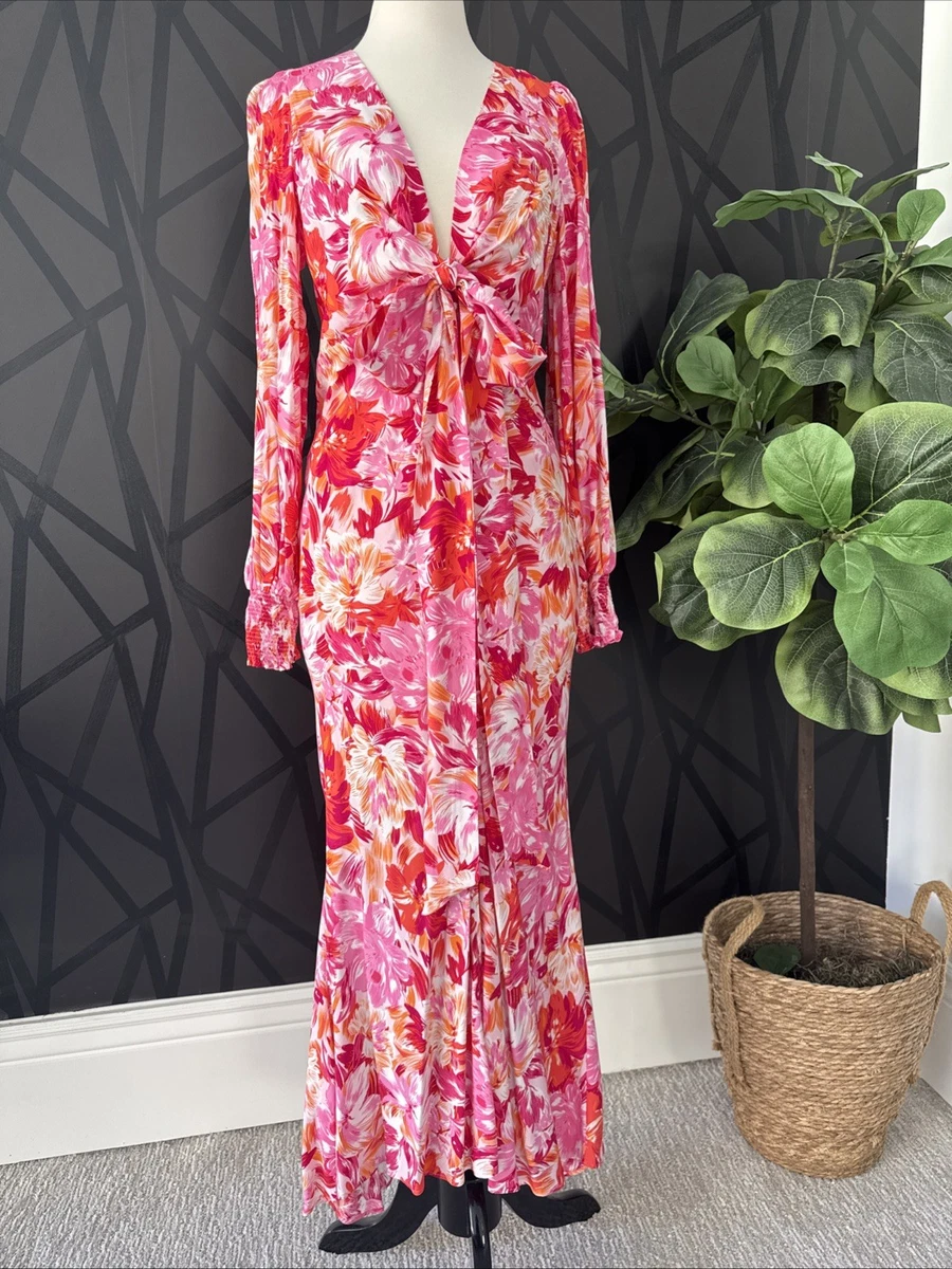 esther embroidered maxi dress Green Flutter Sleeve Floral Embroidered Net Gown main image 1