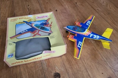 Avion Joustra Bimoteur F33 jouet ancien en tôle avec boîte - Photo 1/4