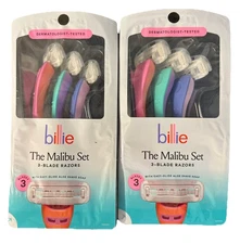 2 Packs Billie Disposable Razors for Women - The Malibu Set 3 Each (6 Total)
