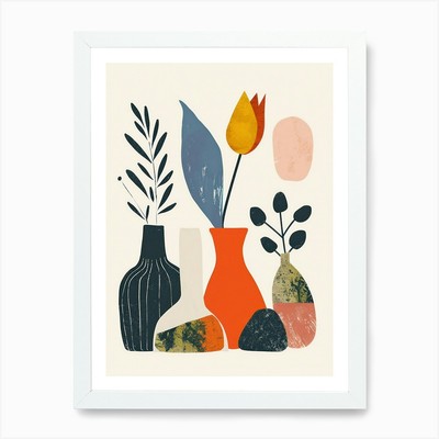 Abstract Objects Flat Illustration  Framed Wall Art Poster Canvas Print Picture