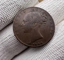 1844 Farthing Victoria British Copper Coin Most Scare Rare Coin - Rare !!!
