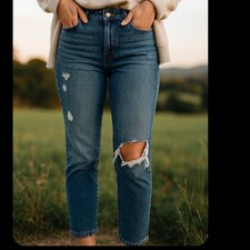 ReWASH Jeans Womens Size 7 Tall Distressed Ripped Straight Leg Blue Denim Pants