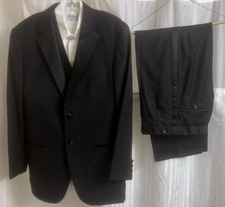 Vintage Black Doni Barassi 3PC Tuxedo Suit Stretch Merino Wool  Shirt 38 Short