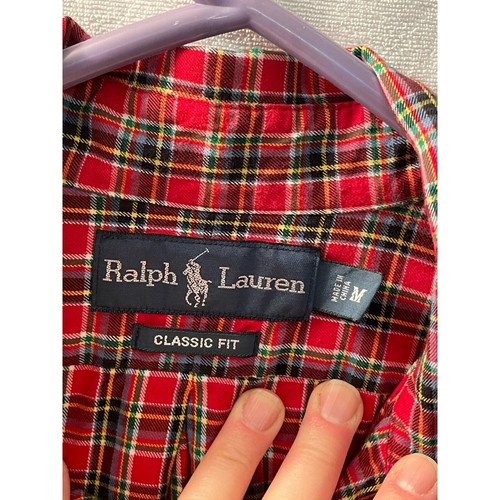 Ralph Lauren long sleeve flannel button shirt Red plaid men medium Classic Fit - Picture 2 of 7