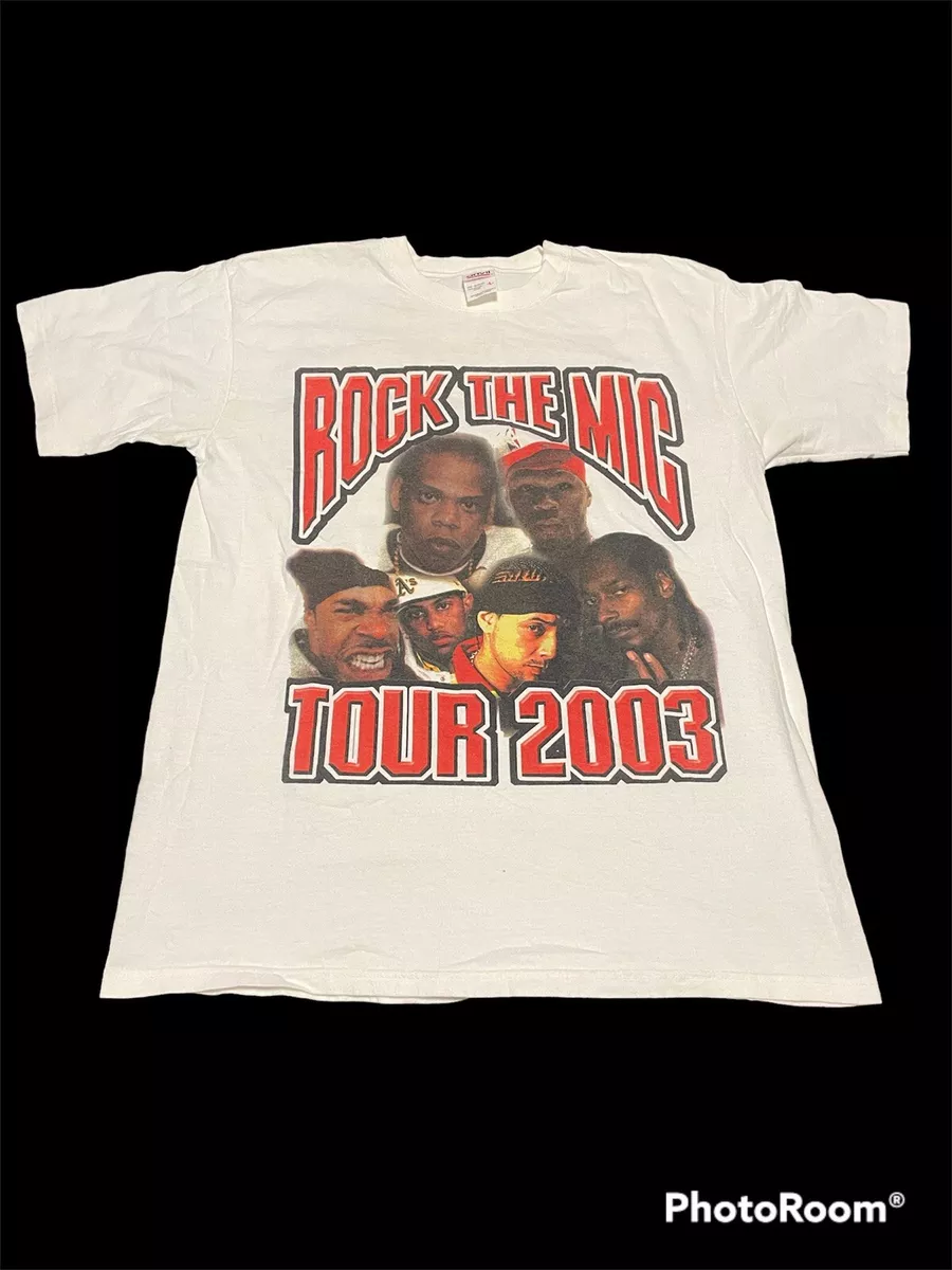 2003 Rock the Mic Tour Rap T Shirt Jay Z 50 Cent Snoop Dogg Busta Rhymes Sz L