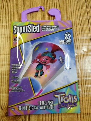 Super Sled Frameless Dream Works Trolls Princess Poppy Kite ! 32 Inch !