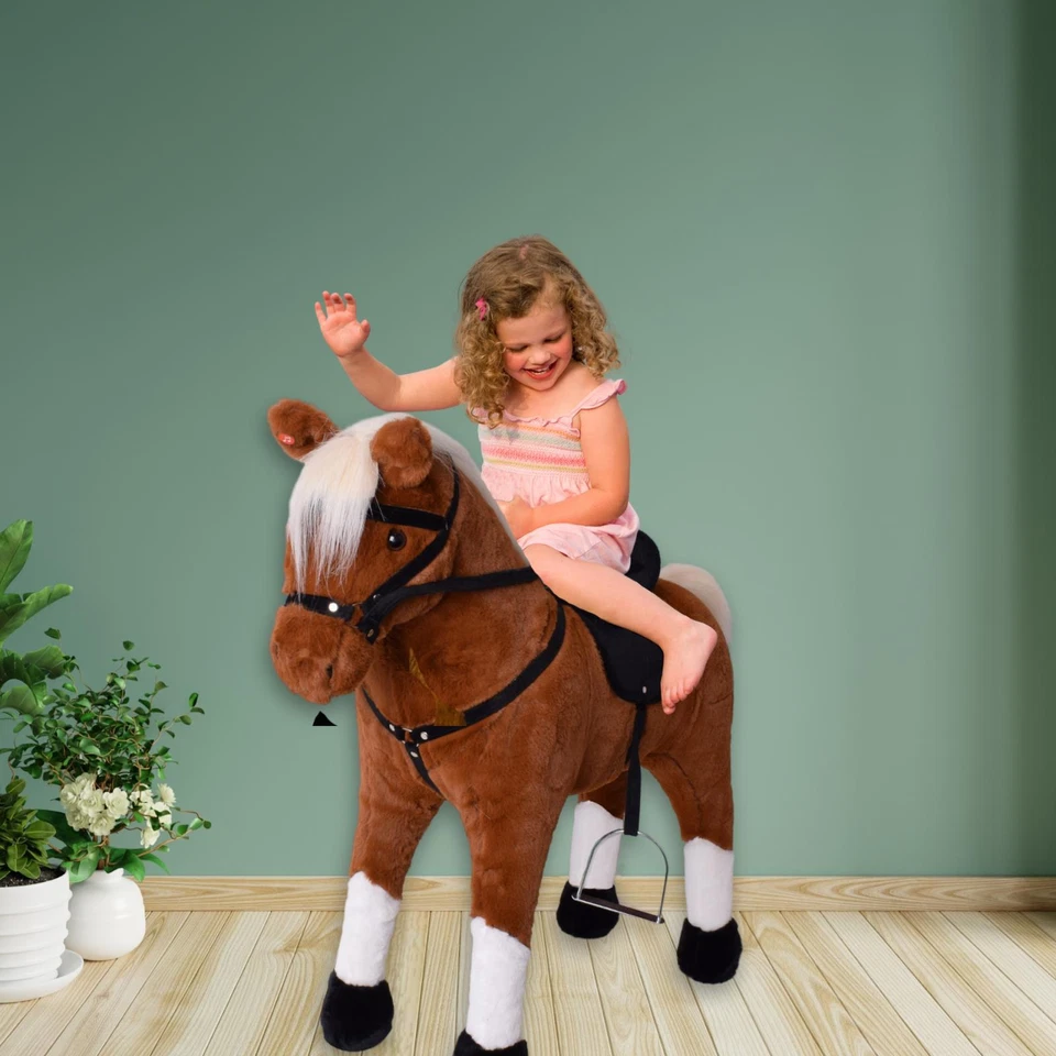 TE Trend Plüsch Reitpferd Reittier Kinder Spielpferd mit Sound Stehpferd 70cm - Bild 4 von 4