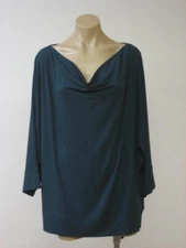 Eileen Fisher Viscose Jersey Stretch Drape Neck 3/4 Sleeve Top XL Xlarge NWT 