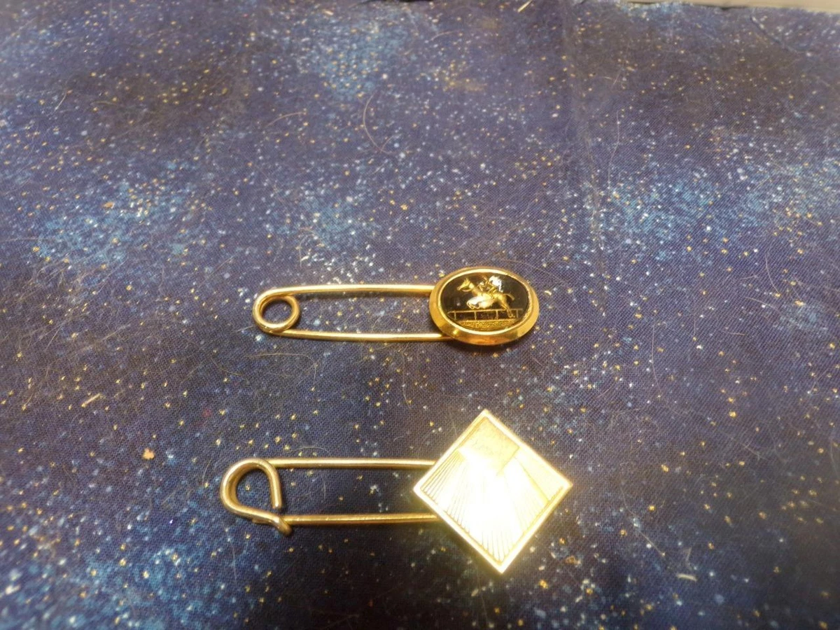 Jewelry/ Crafts- Large SAFETY PIN BROOCH SWEATER TACK/ TIES ? -goldtone - 2