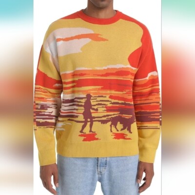 SINAR Men's Casual 100% Cotton Knit Sweater Loose Crew Neck Knitwear Size 2XL