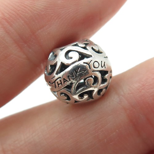 CHAMILIA 925 Sterling Silver "Thank You" Ornate Ball Bead Charm