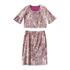 Vintage 60s 2 Piece Set Purple Medium Top And Skirt 168