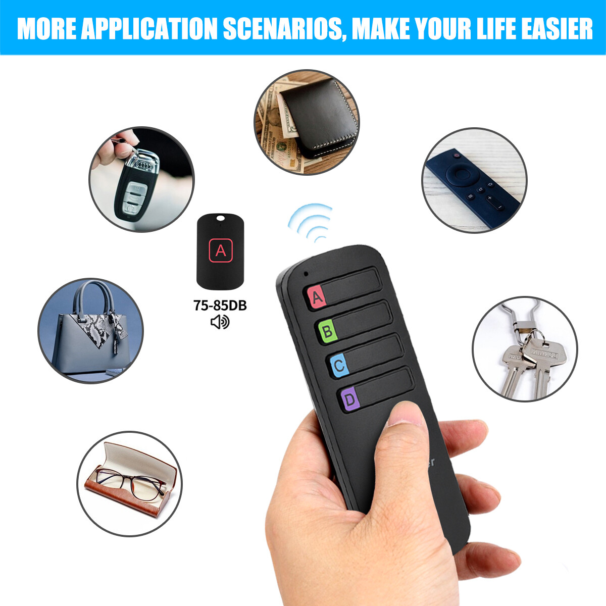 4 in1 Wireless Key Finder Receiver Remote Control Tracker Locator Anti