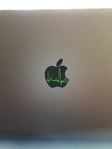 GLOWING ELECTROCARDIOGRAM EKG Apple MacBook Pro Air Mac Logo Laptop DECAL - Picture 2 of 3