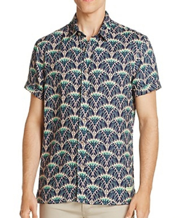 Мужская повседневная рубашка Scotch - Soda с принтом обычного покроя на пуговицах размер XXL 11190₽