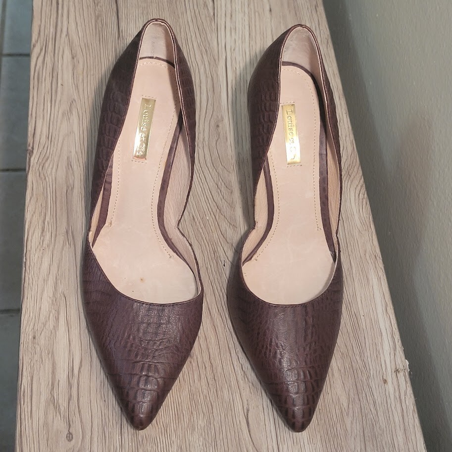 Louise et Cie black alligator leather burgundy shoes size 9.5