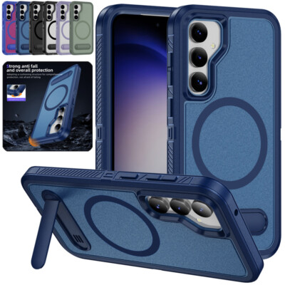 For Samsung S25 S24 S23 S22 Ultra Plus Magsafe Case Shockproof Armor Stand Cover
