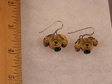 Dog Bead Earrings EC14 Brown swirls Too Cute 