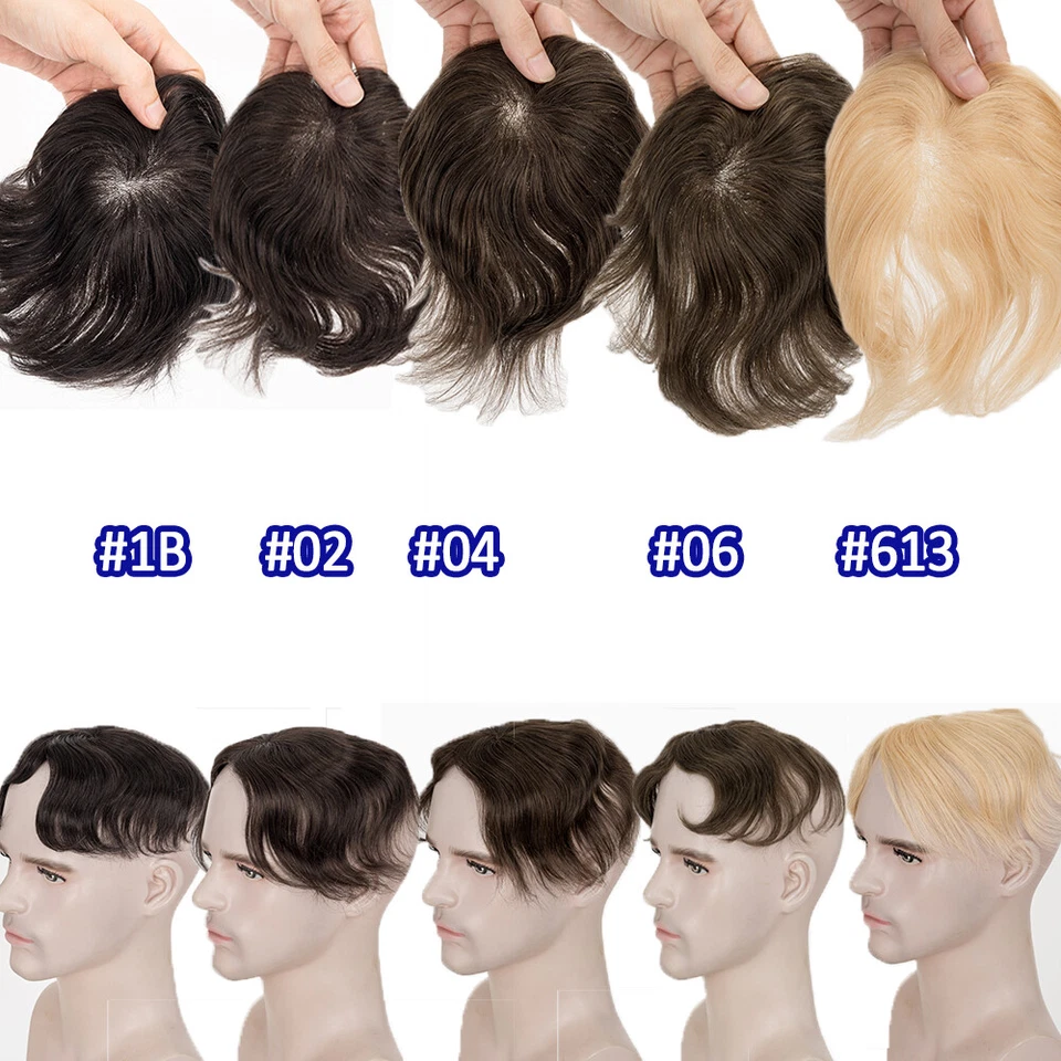 Parche para cabello de punto calvo Toupee base completa de piel de PU encubrimiento parches para cabello humano Remy Foto 2 de 4