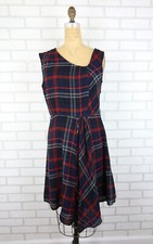 Anthropologie Edme & Esyllte Perthshire Dress 4 Plaid Tartan Asymmetrical NOBelt