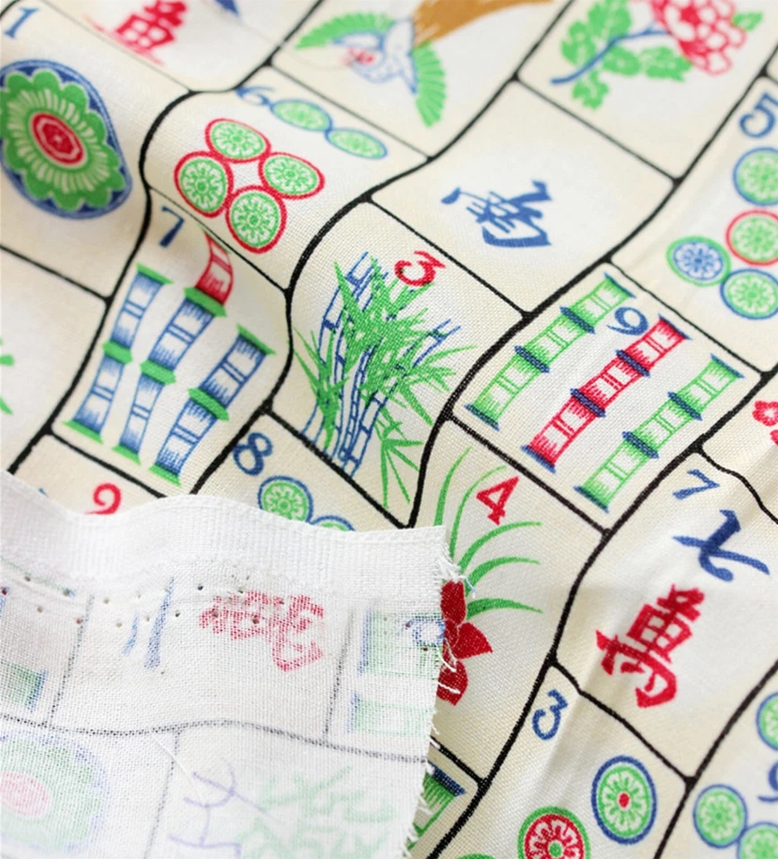 Mahjong printed Fabric 100% Cotton Fabric by the yard - Image 4 of 4