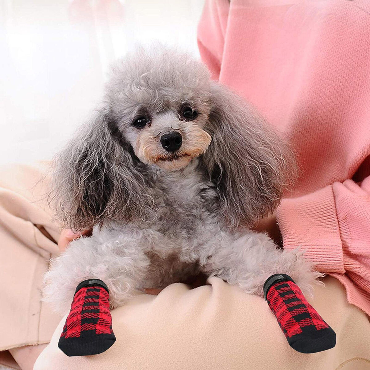 Non-Slip Dog Socks Knitted Pet Puppy Shoes Paw Print for Small