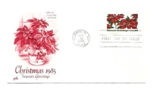 2166 Poinsettia  Christmas 1985 ArtCraft  FDC 