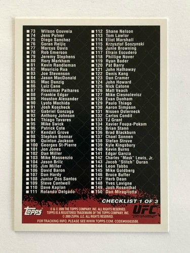 TOPPS UFC ROUND 2 2009 BASE CARD - STARS RC ROOKIES - COMPLETE YOUR SET - Picture 285 of 289
