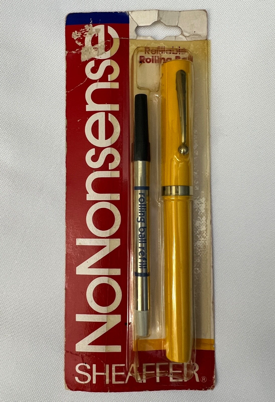 Vintage Sheaffer No Nonsense Refillable Rolling Ball Pen Yellow Rare Sealed NOS