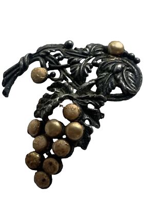 VINTAGE MIRIAM HASKELL ? GRAPE CLUSTER FAUX PEARL BROOCH PIN See Details