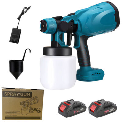 High Pressure Cordless Paint Sprayer Electric Airless HVLP Spray Gun w/2 Battery