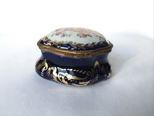 3 BOÎTES Anciennes Porcelaine LIMOGES et PARIS Bleu Nuit et Dorure Goût Sèvres - Picture 6 of 24