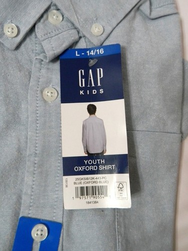 Gap Kids Youth Oxford Shirt Size L 14/16 Long Sleeves Blue - Picture 3 of 4