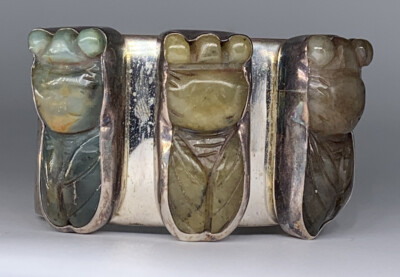 REBECCA COLLINS ''Bless Our Earth'' Sterling Silver AB IMO PECTORE Cuff Bracelet
