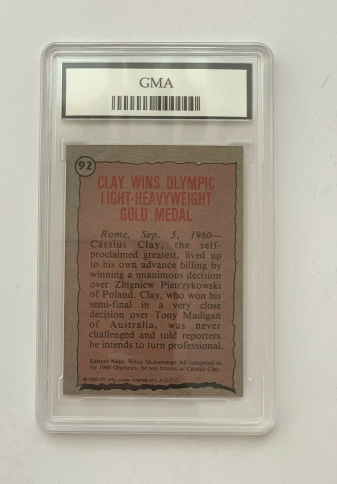 1983 Topps Cassius Clay Muhammad Ali  Greatest Olympians boxing #92 GMA10 - Image 2 of 2