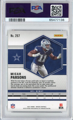 Graded 2021 Panini Mosaic Micah Parsons #257 Rookie RC Football