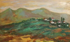Vintage expressionist oil painting mountain landscape