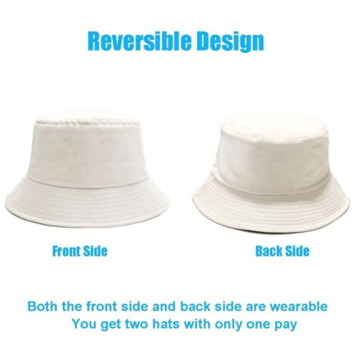 Solid Color Bucket Hat for Women Men Reversible Cotton Summer Sun Beach Fishi... - Picture 3 of 7